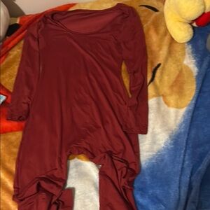 Burgundy Long Sleeve Jumpsuit
